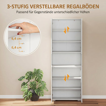 Hoher Küchenvorratsschrank, verstellbare Einlegeböden, Hochglanzweiß