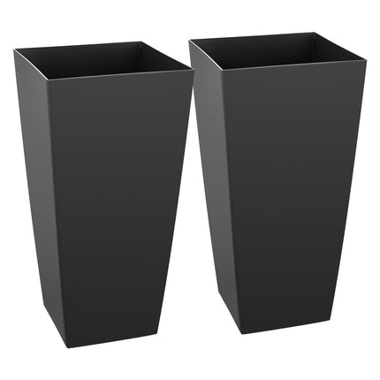 Tall Planters Set of 2, 665 mm Plastic, Casters, Drainage