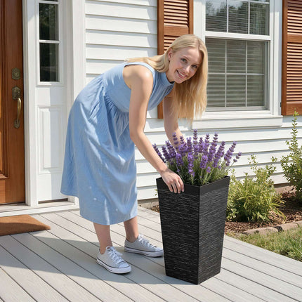 Tall Tapered Planters Set of 2, 580mm, Casters, Drainage