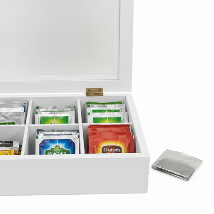 Boîte à thé avec couvercle, 12 compartiments, design bambou