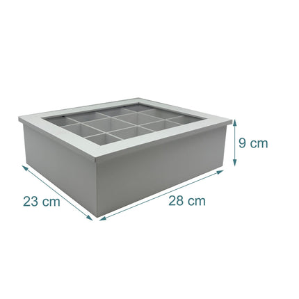 Boîte à thé avec couvercle, 12 compartiments, design bambou