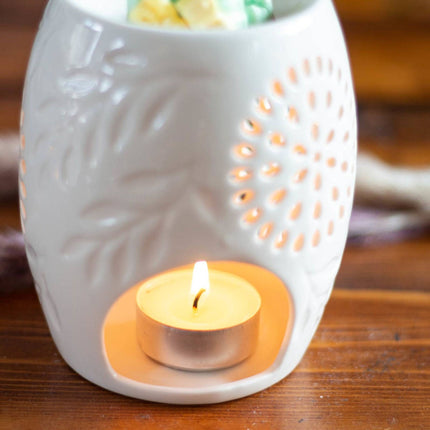 Lampe à parfum pour bougie chauffe-plat, en céramique, design noir et blanc