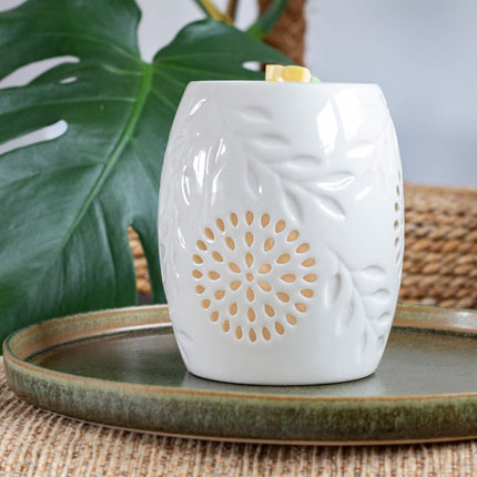 Lampe à parfum pour bougie chauffe-plat, en céramique, design noir et blanc