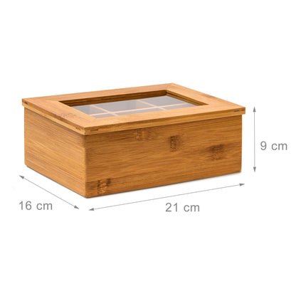 Boîte à thé en bambou laqué 6 et 8 compartiments