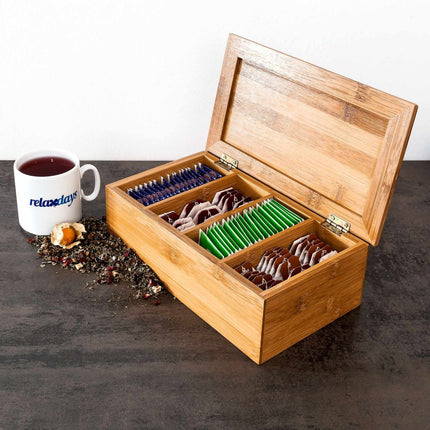 Teebox aus Bambus mit 4 Fächern