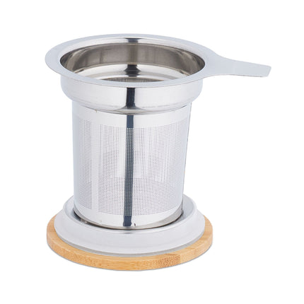 Verre à thé avec passoire à thé et couvercle en bambou