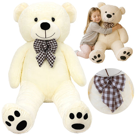 Ours en peluche de 140 cm, couleur crème, avec nœud papillon