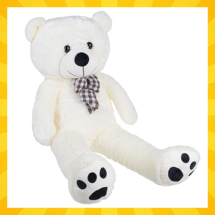 Ours en peluche de 140 cm, couleur crème, avec nœud papillon