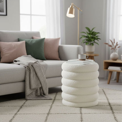 Tabouret de rangement en tissu Teddy avec compartiment caché