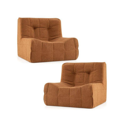 Teddy Plush Floor Sofa Beanbag with One-Piece Foam, Brown, Max 150 kg