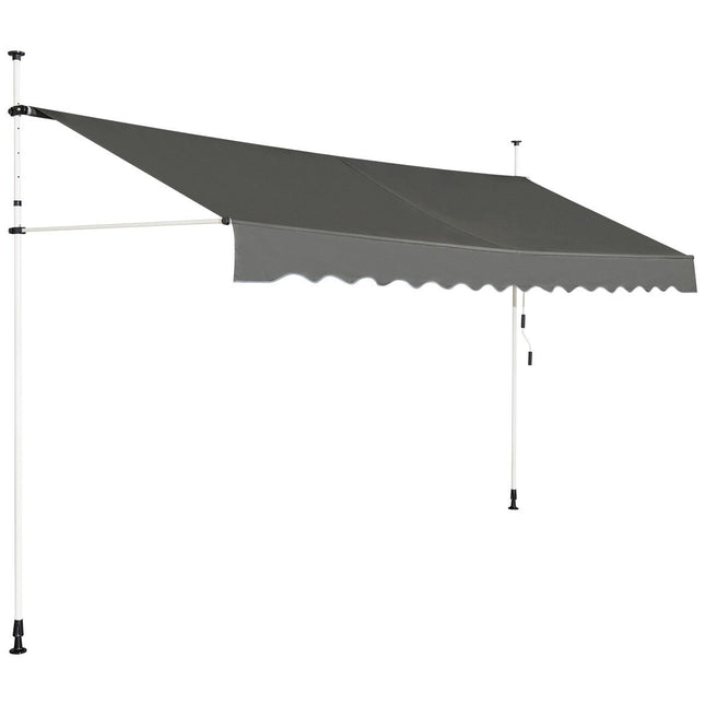 Auvent télescopique de protection solaire extensible, protection solaire, anti-UV, imperméable, 395 cm de large, gris