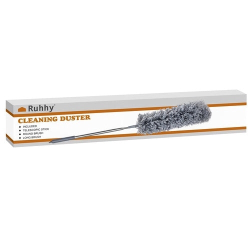 Brosse télescopique à poussière avec 2 embouts interchangeables