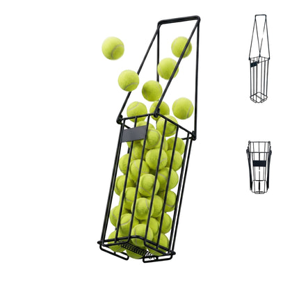 Panier à balles de tennis, métal noir, poignées rabattables