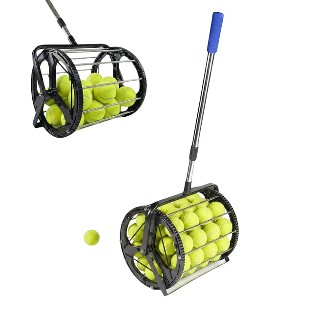 Rouleau récupérateur de balles de tennis, poignée télescopique en métal