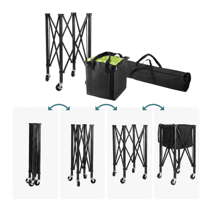 Chariot à balles de tennis pliable pour 150 balles avec sac