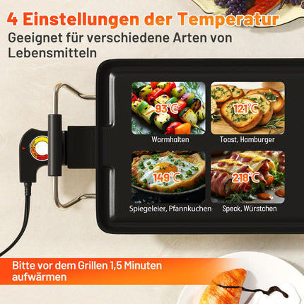 Plaque de cuisson Teppanyaki 1800 W, antiadhésive, température réglable, 100 cm