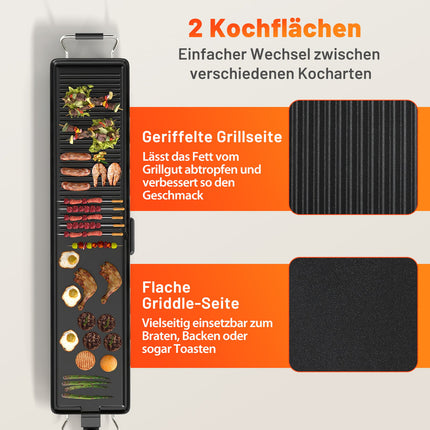 Plaque de cuisson Teppanyaki 1800 W, antiadhésive, température réglable, 100 cm