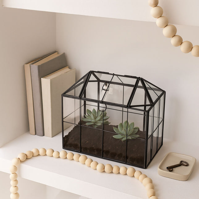 Terrarium pour plantes d'intérieur - Serre en verre en forme de maison