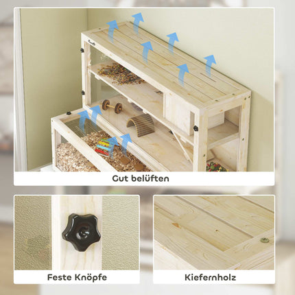 Hamsterkäfig mit drei Ebenen, Häuschen und Zubehör, 100x50x84 cm