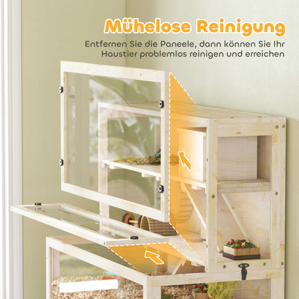 Hamsterkäfig mit drei Ebenen, Häuschen und Zubehör, 100x50x84 cm