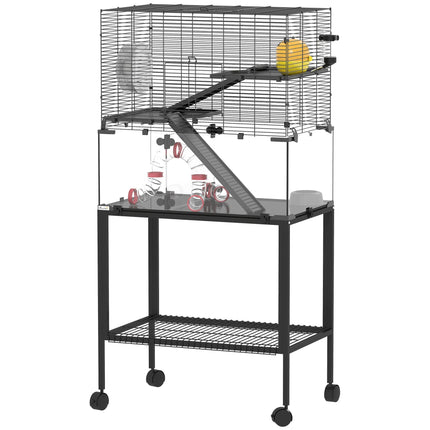 Drei-Etagen-Hamsterkäfig mit Laufrad und Zubehör