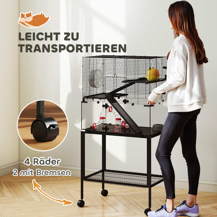Drei-Etagen-Hamsterkäfig mit Laufrad und Zubehör