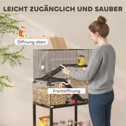 Drei-Etagen-Hamsterkäfig mit Laufrad und Zubehör
