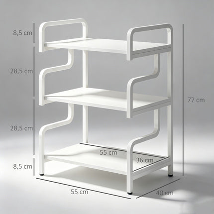 Support d'imprimante à trois niveaux avec rangement, 55 x 40 x 77 cm, blanc