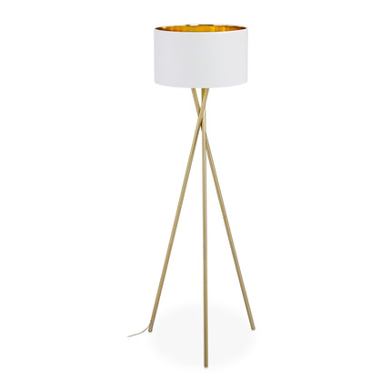 Lampadaire à trois pieds en blanc et or