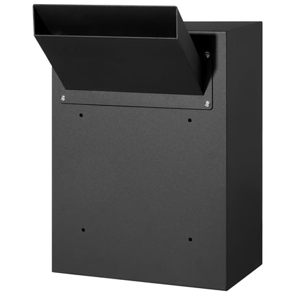 Through-the-Wall Mail Drop Box, Steel, Combo Lock, Black