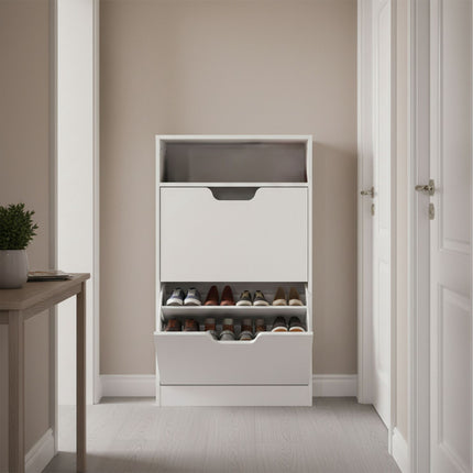 Meuble à chaussures basculant avec étagère ouverte