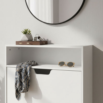 Meuble à chaussures basculant avec étagère ouverte