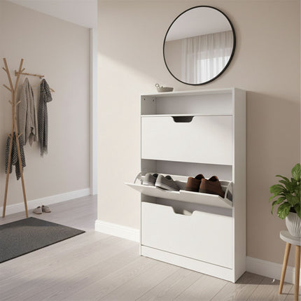 Meuble à chaussures inclinable avec compartiments et étagère réglables