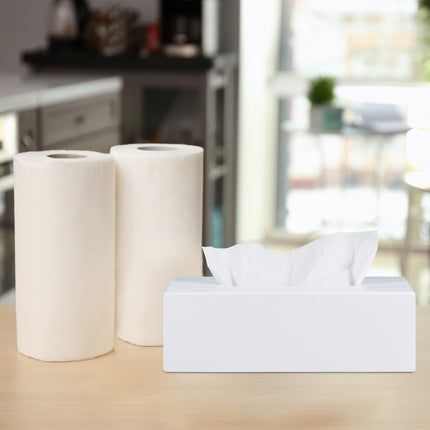Boîte à mouchoirs pour cosmétiques en bambou blanc