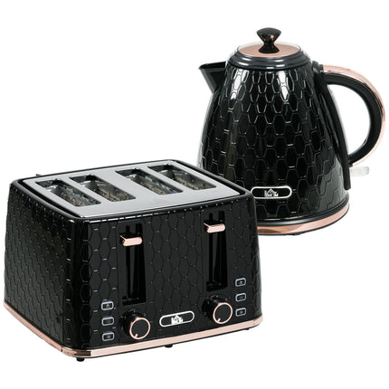 Ensemble grille-pain et bouilloire, noir, 1,7 L, capacité 4 tranches