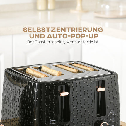Ensemble grille-pain et bouilloire, noir, 1,7 L, capacité 4 tranches