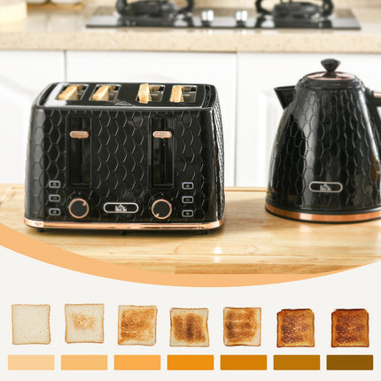 Ensemble grille-pain et bouilloire, noir, 1,7 L, capacité 4 tranches