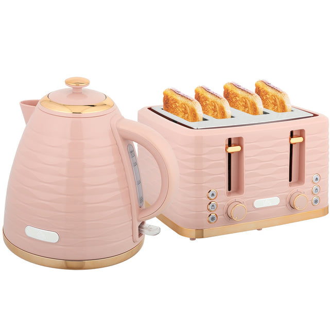 Ensemble grille-pain et bouilloire, 7 niveaux de brunissement, rose