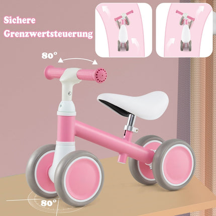 Kleinkind-Laufrad, 4 Räder, verstellbarer Lenker und Sitz