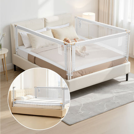 Toddler Bed Rail Set, 3-Piece, Adjustable Height, Fits Queen