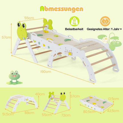 Ensemble d'escalade pour tout-petits avec toboggan et rampe - Aire de jeux 7 en 1
