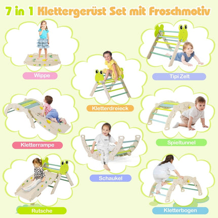 Ensemble d'escalade pour tout-petits avec toboggan et rampe - Vert, 7 en 1