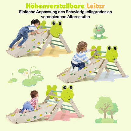 Ensemble d'escalade pour tout-petits avec toboggan et rampe - Vert, 7 en 1