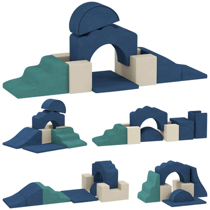 Ensemble de 7 blocs d'escalade en mousse pour tout-petits, antidérapants, bleu foncé