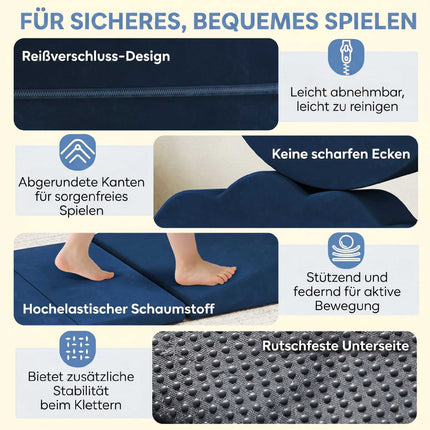 Ensemble de 7 blocs d'escalade en mousse pour tout-petits, antidérapants, bleu foncé
