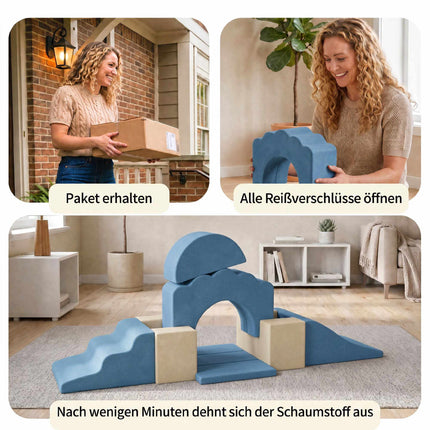 Ensemble de 7 blocs d'escalade en mousse pour tout-petits, antidérapants, bleu foncé