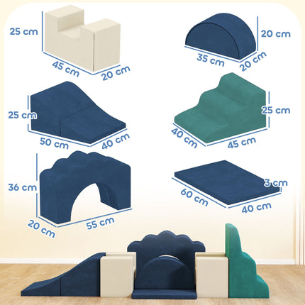 Ensemble de 7 blocs d'escalade en mousse pour tout-petits, antidérapants, bleu foncé