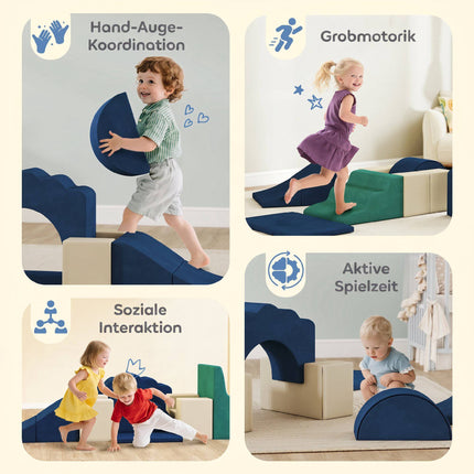 Ensemble de 7 blocs d'escalade en mousse pour tout-petits, antidérapants, bleu foncé
