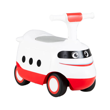 Voiture à pousser pour tout-petit avec klaxon et rangement, blanche