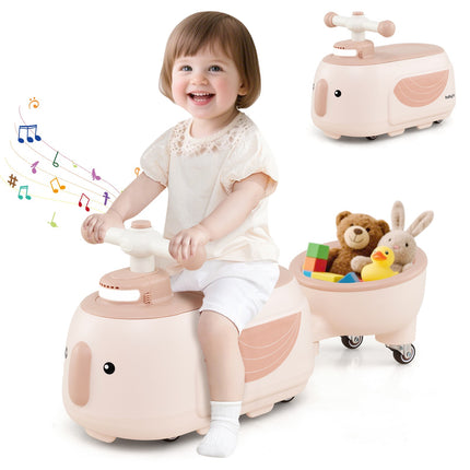 Voiture électrique pour tout-petits avec remorque, lumières, musique et rangement